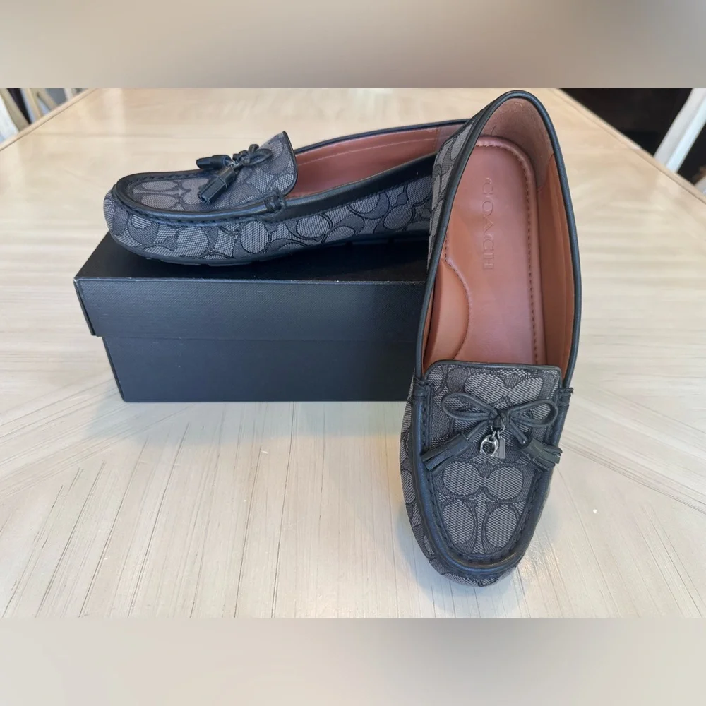🔥HP🔥 COACH Moira Signature Jacquard Loafers Black/Coal - Size 7.5